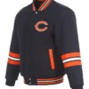 Chicago Bears Striped Navy Blue Varsity Jacket