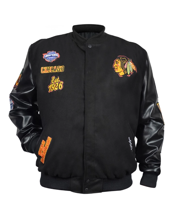 Chicago Blackhawks Animal Patches Jacket In Black