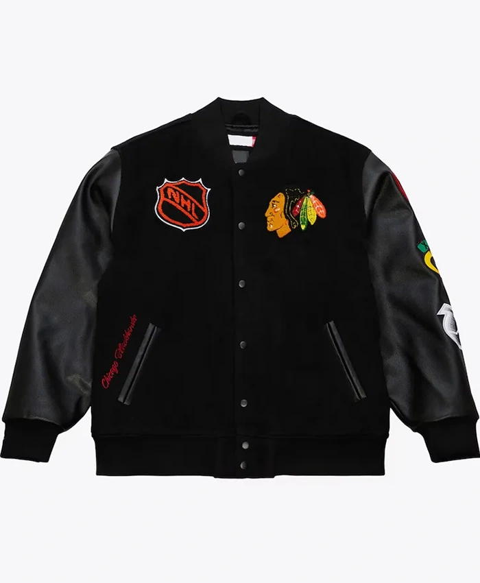 Chicago Blackhawks Black Out Team Varsity Jacket