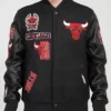 Chicago Bulls Animal Patches Black Varsity Jacket