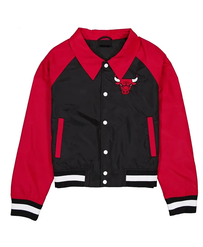 Chicago Bulls Black And Red Throwback Varsity Jacket