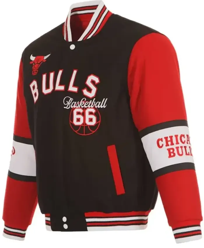 Chicago Bulls Black And Red Varsity Jacket