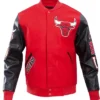 Chicago Bulls Classic Black And Red Varsity Jacket