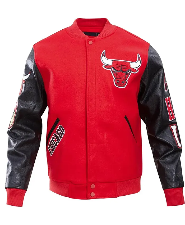Chicago Bulls Classic Black And Red Varsity Jacket