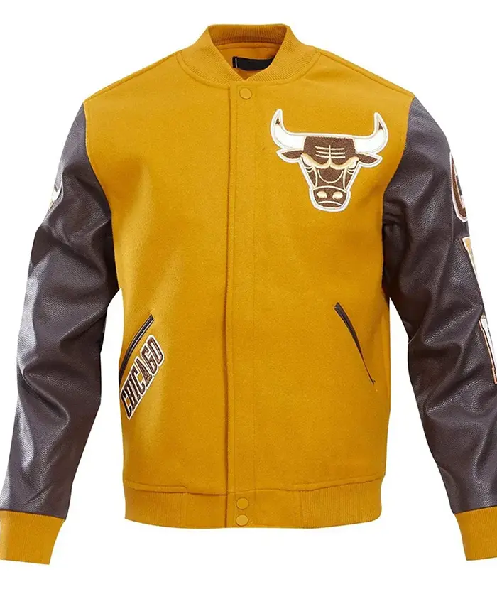 Chicago Bulls Classic Black And Yellow Varsity Jacket
