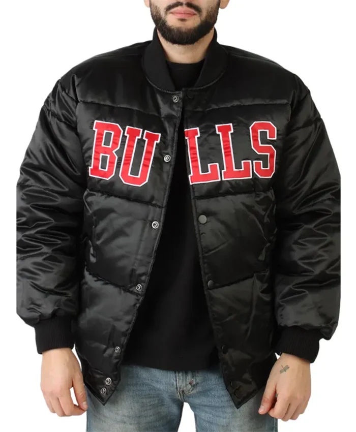 Chicago Bulls G 111 Black Puffer Varsity Jacket