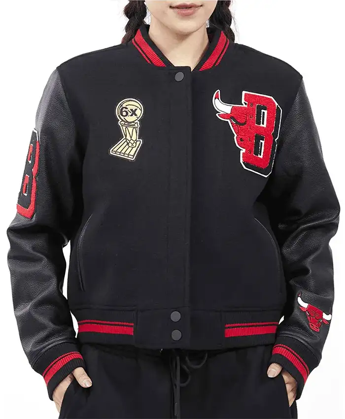 Chicago Bulls Mashup 6X Black Varsity Jacket