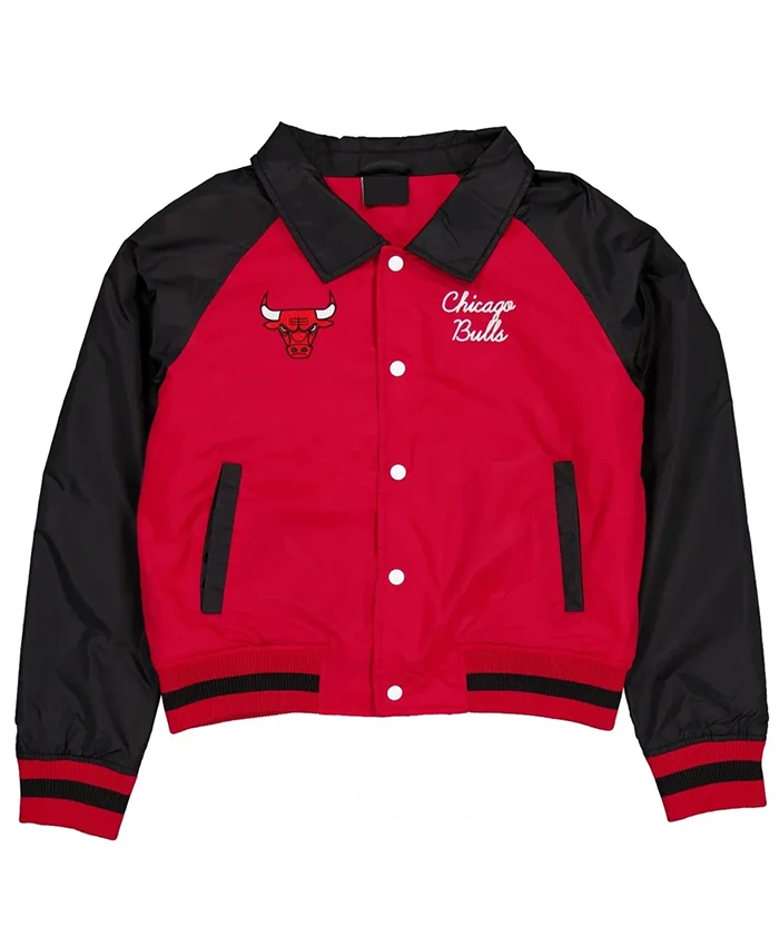 Chicago Bulls Red And Black Throwback Varsity Jacket