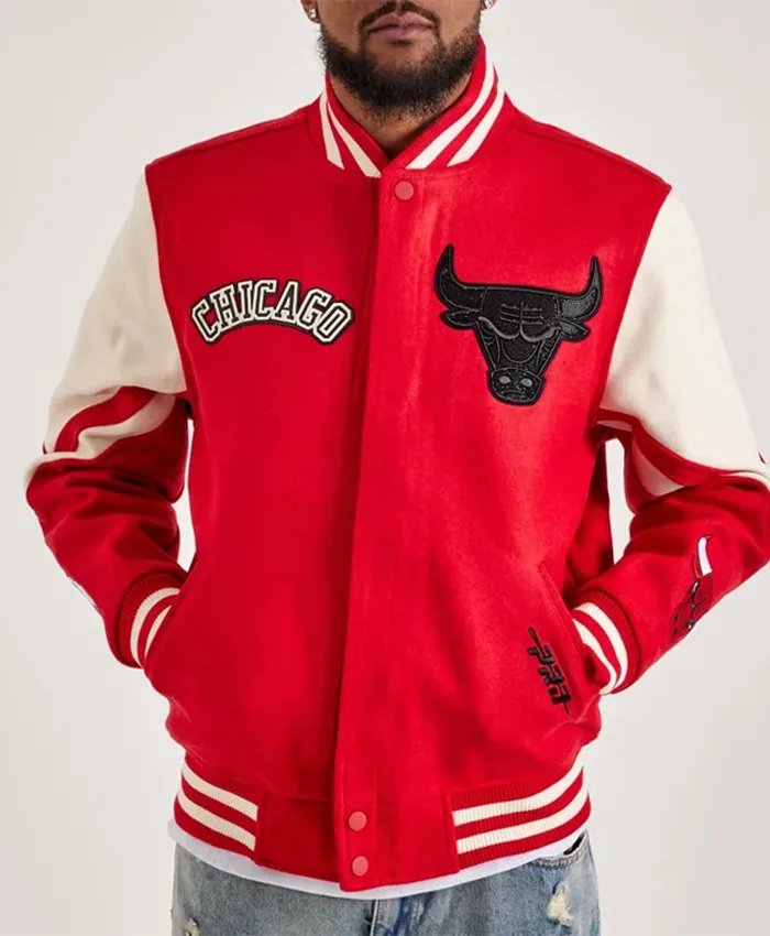 Chicago Bulls Red And White Varsity Jacket
