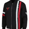 Chicago Bulls Stitch Applique Black Bomber Jacket