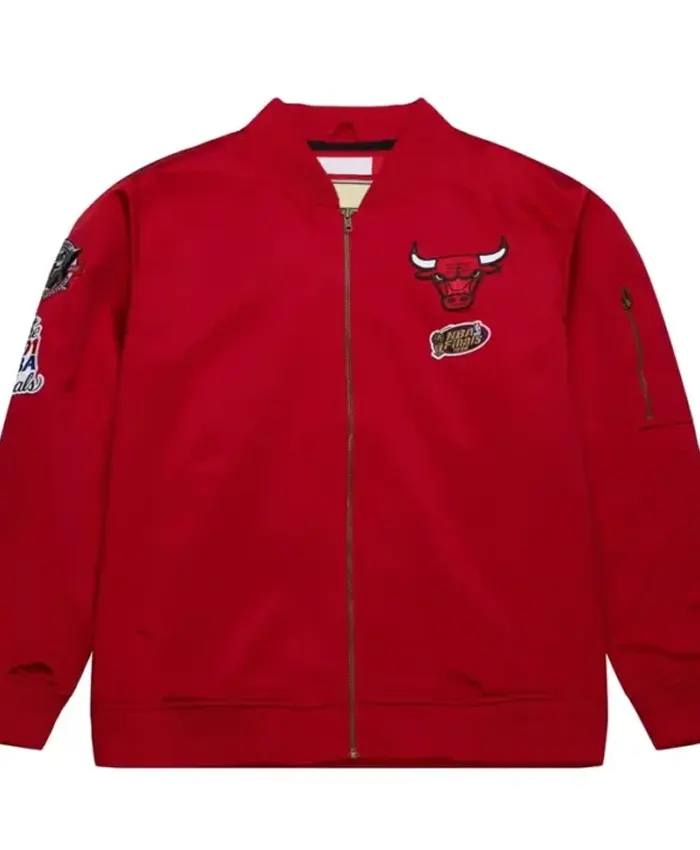 Chicago Bulls Vintage Red Satin Bomber Jacket