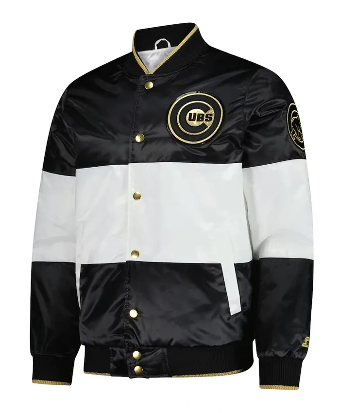 Chicago Cubs Black and White Satin Jacket