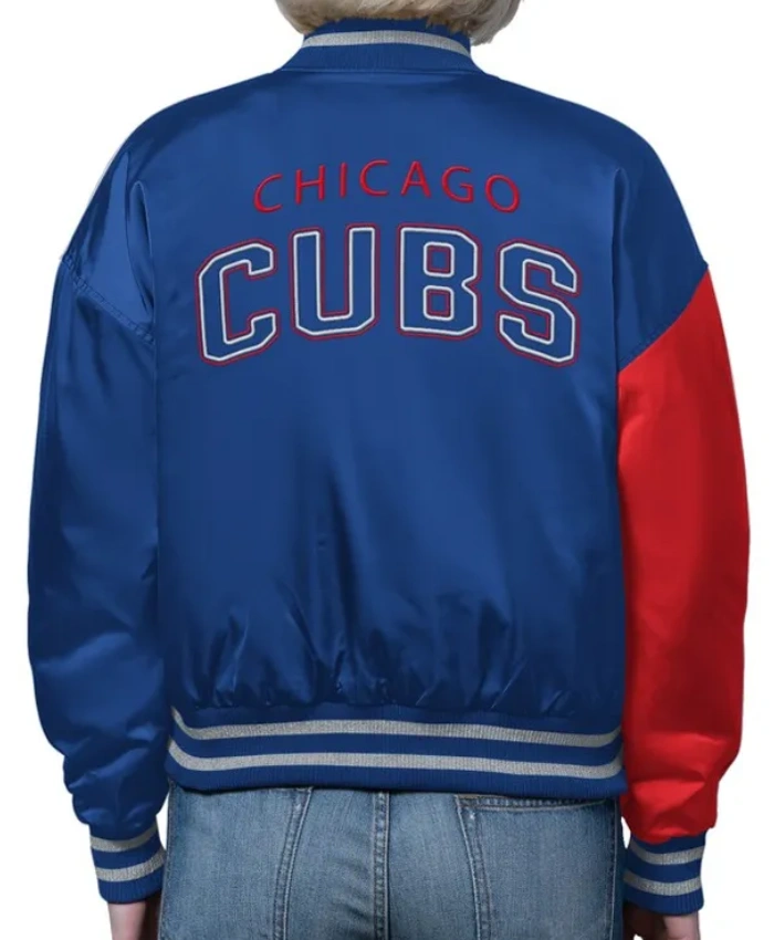 Chicago Cubs Offside Royal And Red Satin Jacket