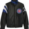 Chicago Cubs Retro Full Zip Leather Black And White Jacket