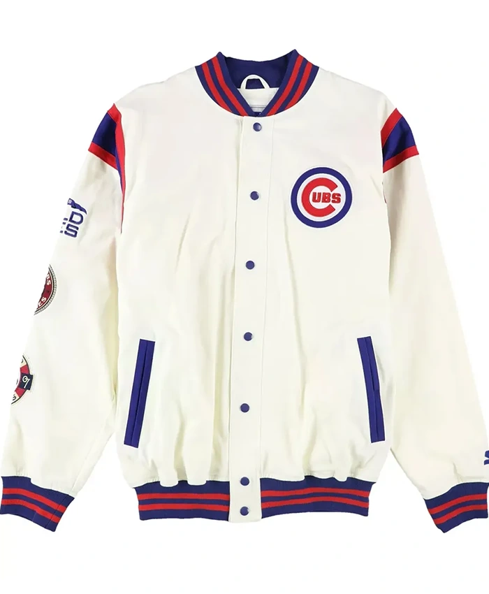 Chicago Cubs World Series Champions Off White Varsity Jacket