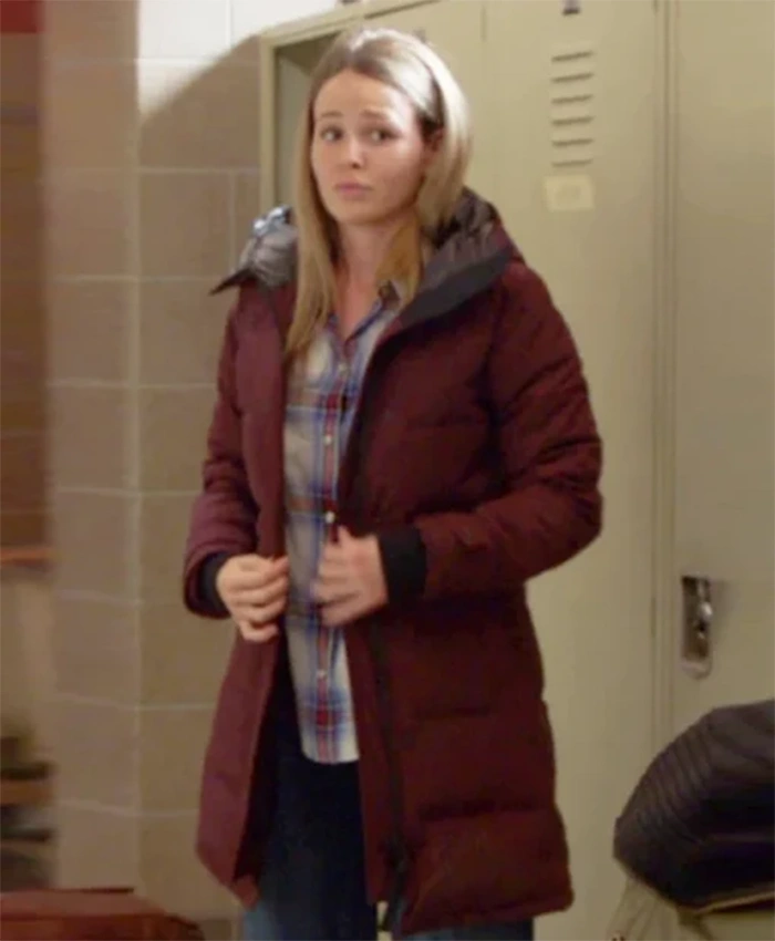 Chicago Fire S13 Jocelyn Hudon Maroon Puffer Coat