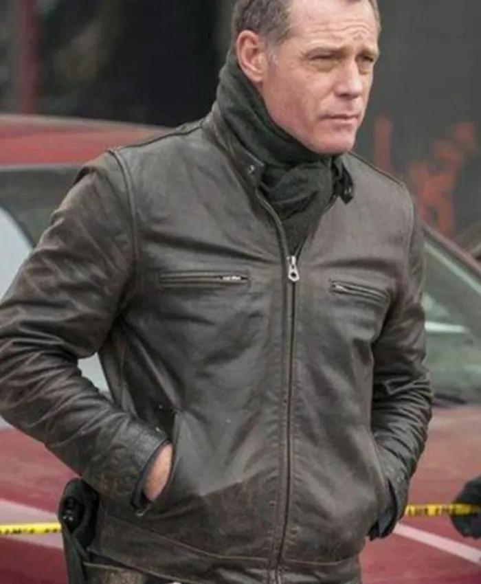 Chicago P.D. Jason Beghe Brown Leather Jacket 1