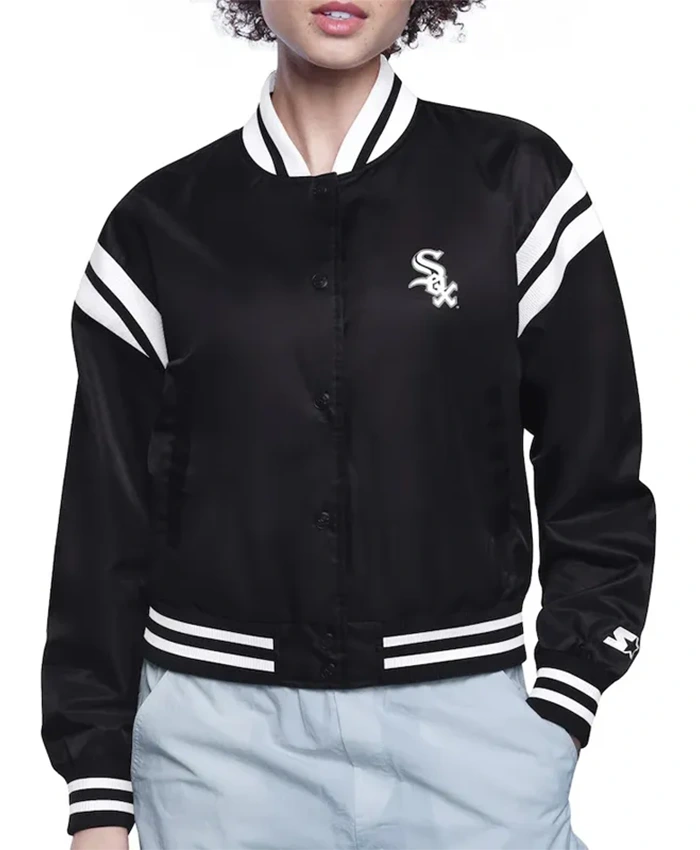 Chicago White Sox Printed Logo Black Varsity Jacket