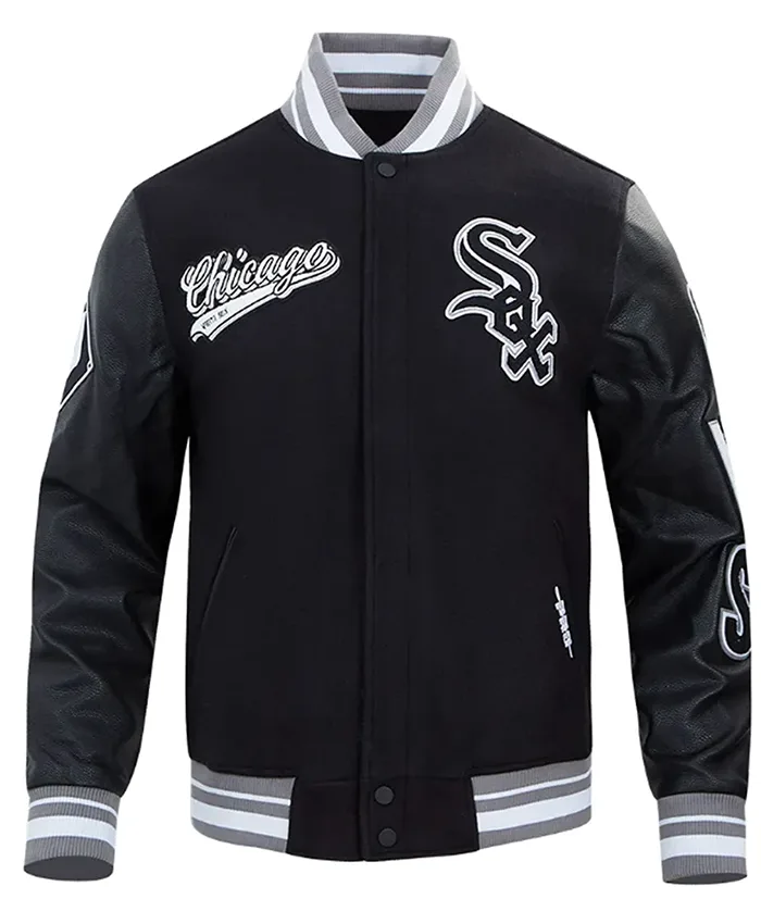Chicago White Sox Script Tail Classic Black Varsity Jacket