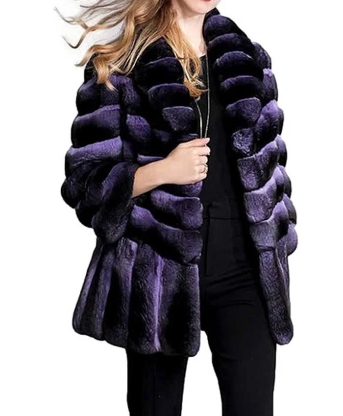 Chinchilla Fur Purple Coat
