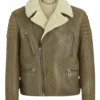 Chocolate Brown Aviator Sheepskin Leather Jacket