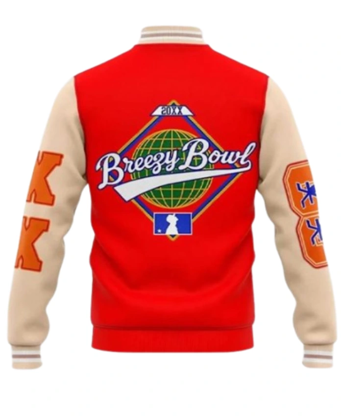 Chris Brown Breezy Bowl XX Red White Letterman Varsity Jacket