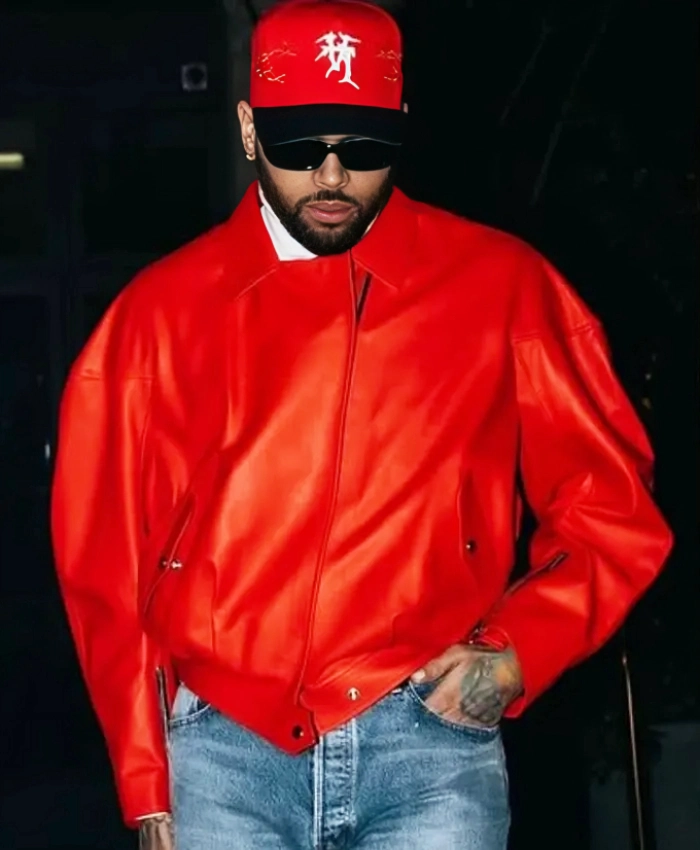 Chris Brown Paris 2026 Red Jacket