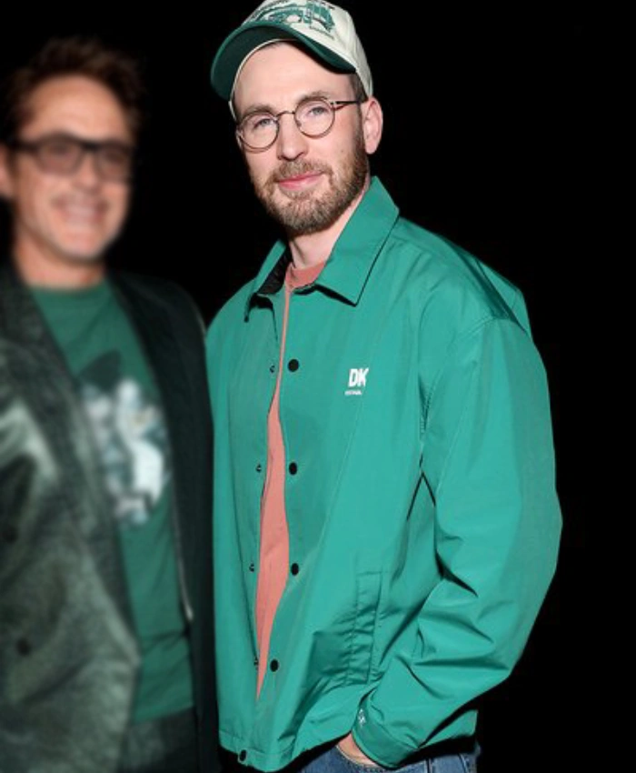 Alternative view of Chris Evans CinemaCon 2026 Green Satin Jacket