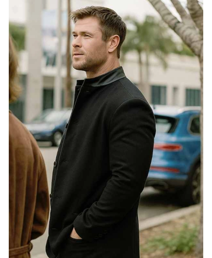 Chris Hemsworth Crime 101 Black Coat - Image 2
