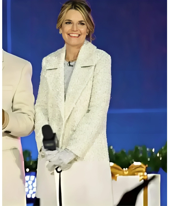 Christmas In Rockefeller Center Savannah Guthrie White Long Coat