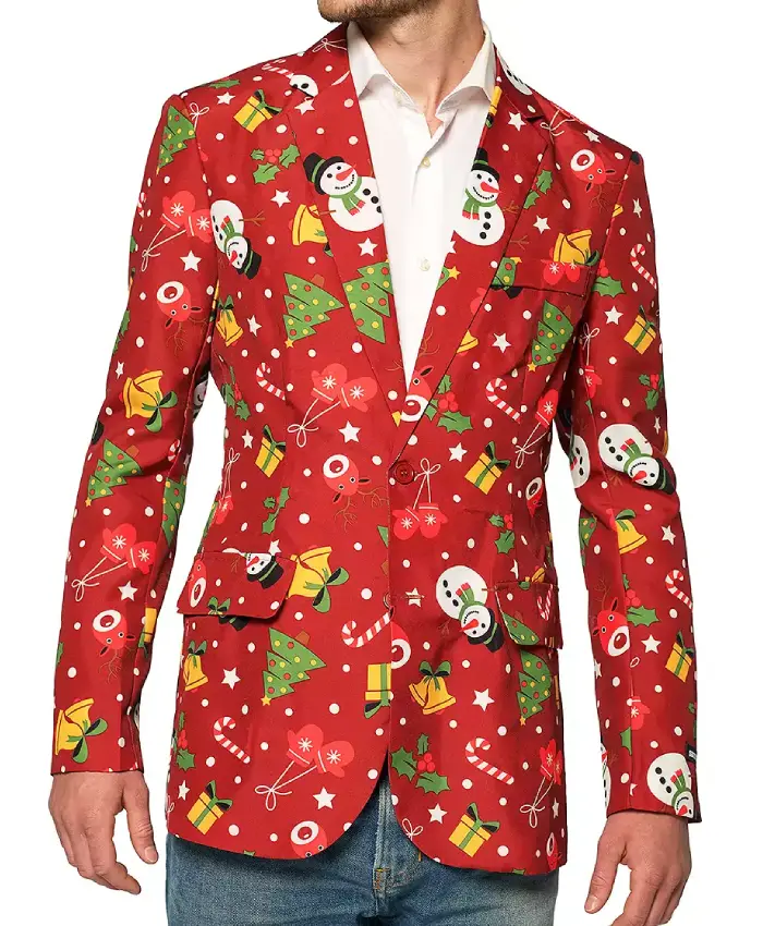 Christmas Tree Lights Red Blazer