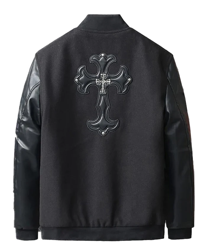 Chrome Cross Black Letterman Jacket - Image 2