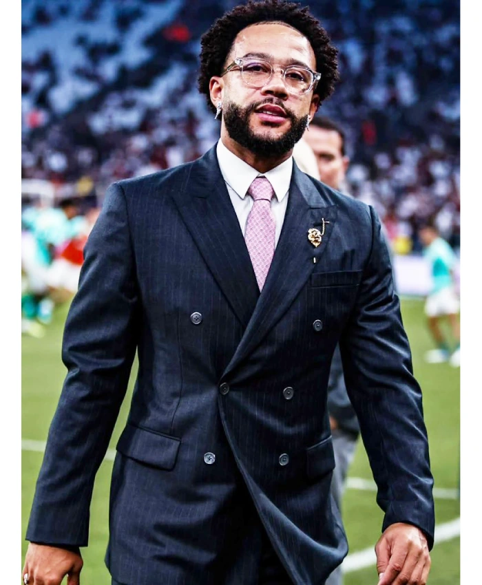 Memphis Depay Chrome Hearts Navy Suit