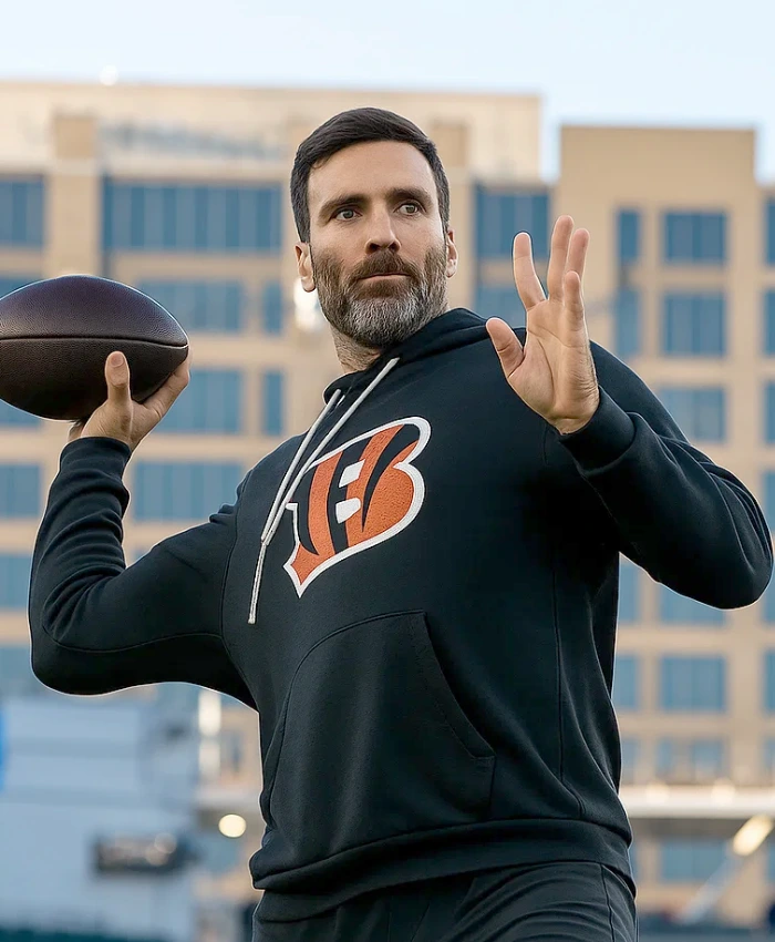 Cincinnati Bengals 2025 Joe Flacco Black Pullover Hoodie