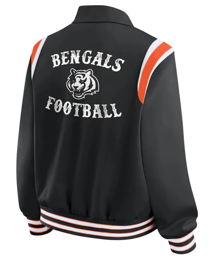 Cincinnati Bengals Lightweight Black Satin Varsity Jacket