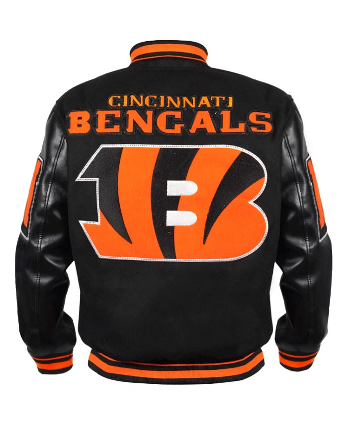 Cincinnati Bengals Mashup Leather Sleeves Varsity Jacket