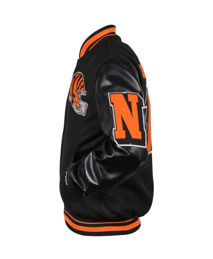 Cincinnati Bengals Mashup Rib Black WoolLeather Varsity Jacket