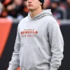 Cincinnati Bengals Sideline 2025 Joe Burrow Grey Pullover Hoodie