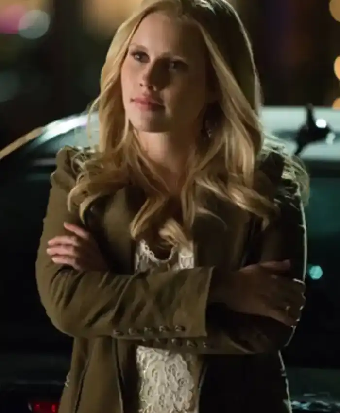 Claire Holt The Originals S04 Green Suede Jacket