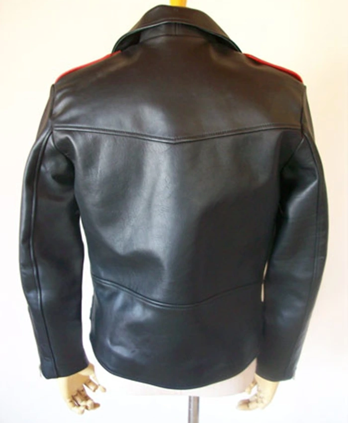Alternative view of Classic Biker Red And Black Leather Jacket