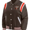 Cleveland Browns Lightweight Brown Full Snap Satin Varsity Jacket