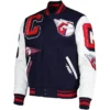 Cleveland Guardians Mash Up Full Zip Varsity Wool Leather Jacket