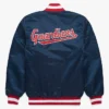 Cleveland Guardians Navy Satin Bomber Jacket
