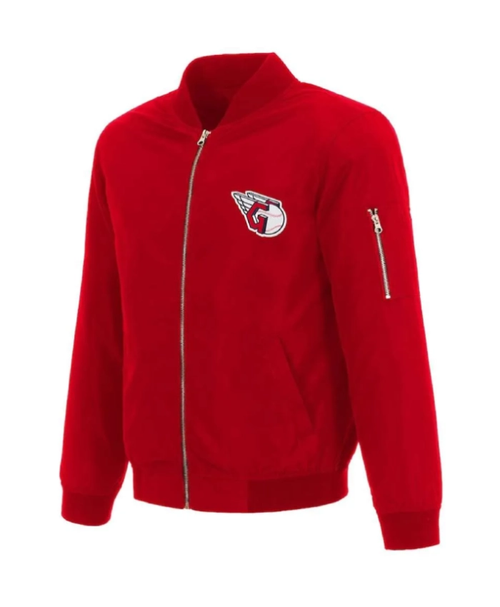 Cleveland Guardians Nylon Red Bomber Jacket