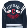 Cleveland Guardians Printed Logo Full Snap Satin Varsity Jacket