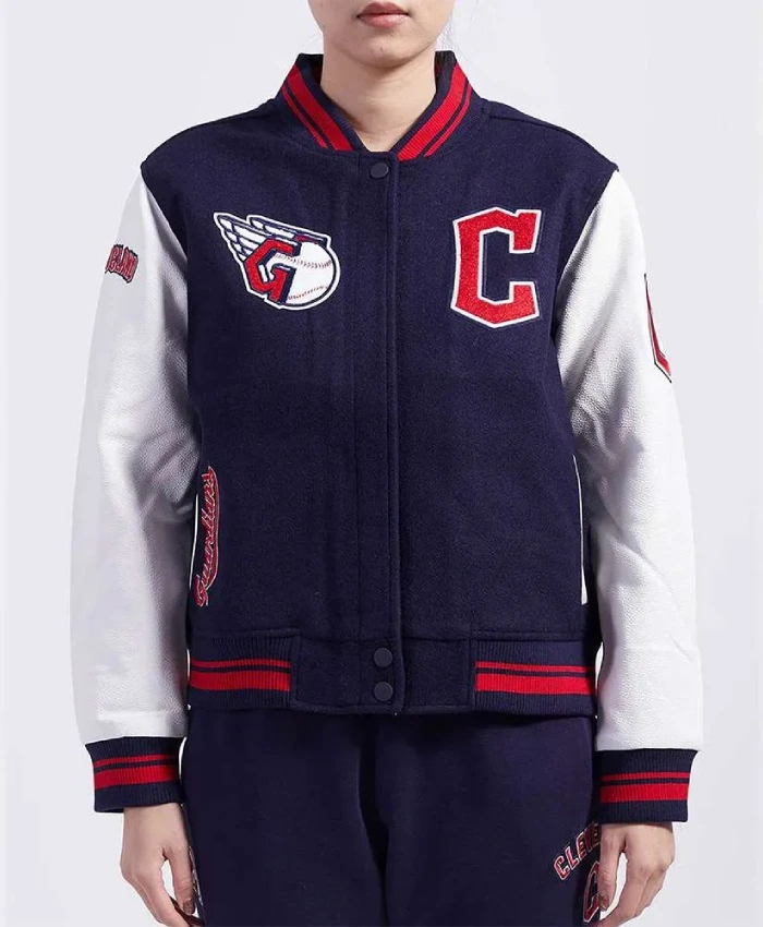 Cleveland Guardians Retro Classic Rib Navy Varsity Jacket