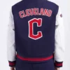 Cleveland Guardians Retro Classic Rib Navy Varsity WoolLeather Jacket