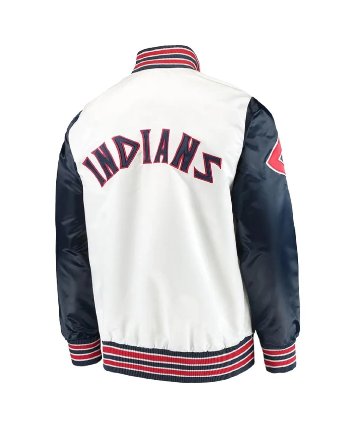 Cleveland Guardians The Legend Full Snap Satin WhiteNavy Jacket