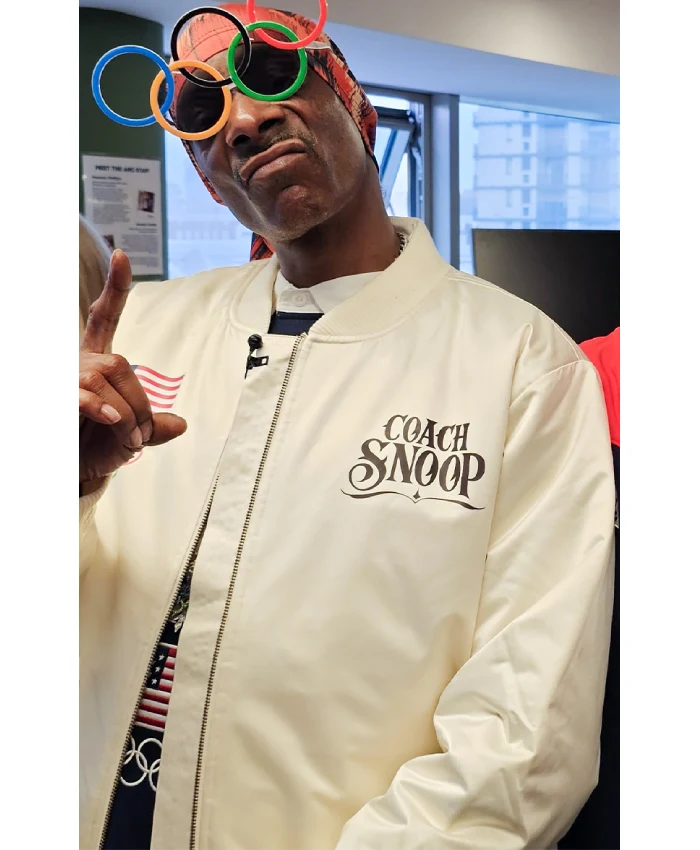 Coach Snoop Team USA White Satin Bomber Jacket - Image 3