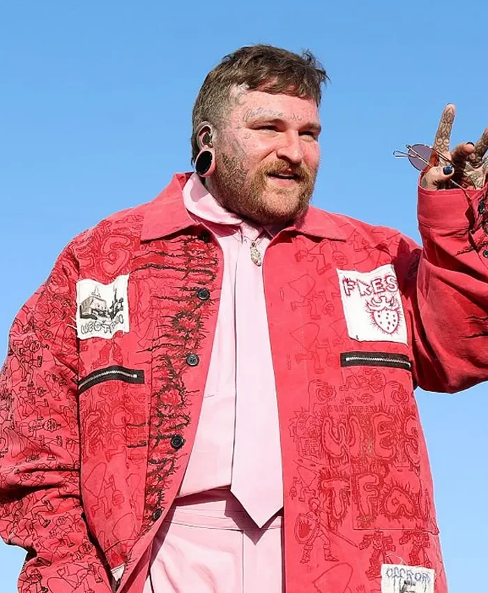 Coachella Valley Music And Arts Festival 2026 Teddy Swims Red Cotton Printed Coat